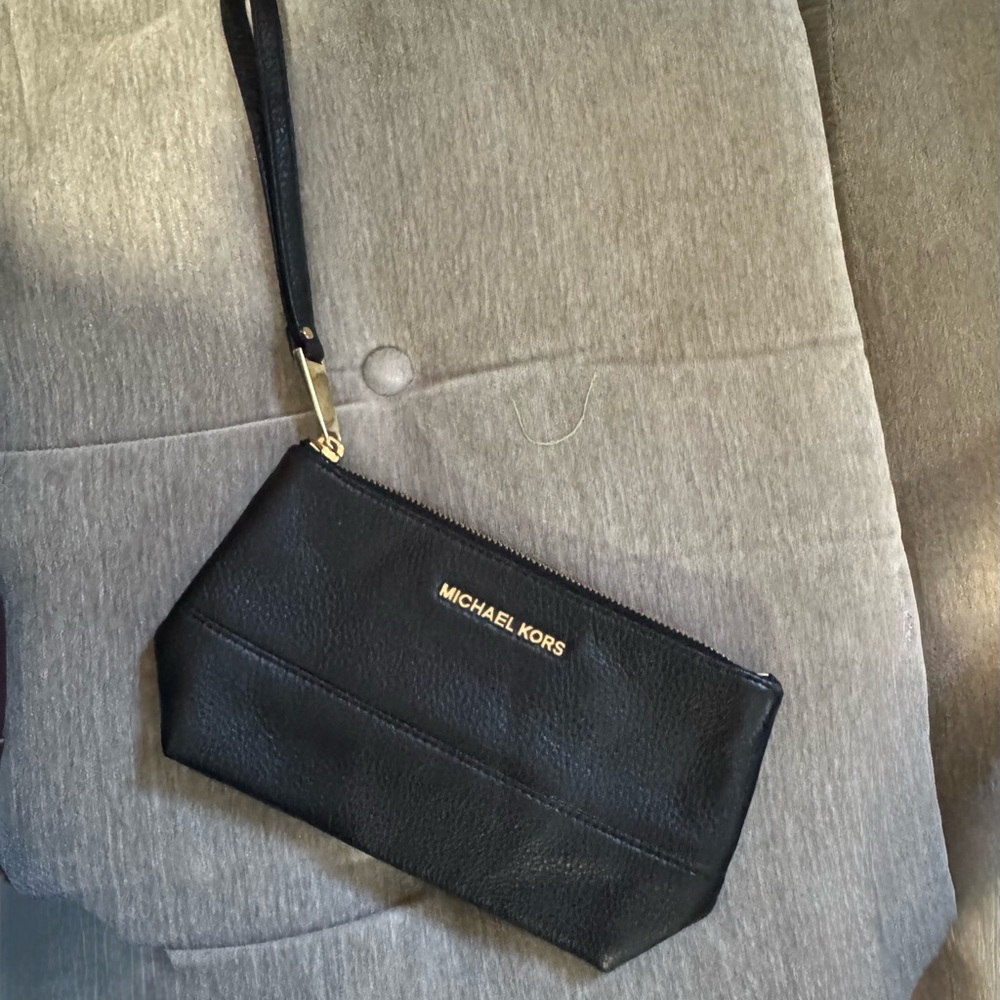 Michael Kors Black Leather Wristlet
